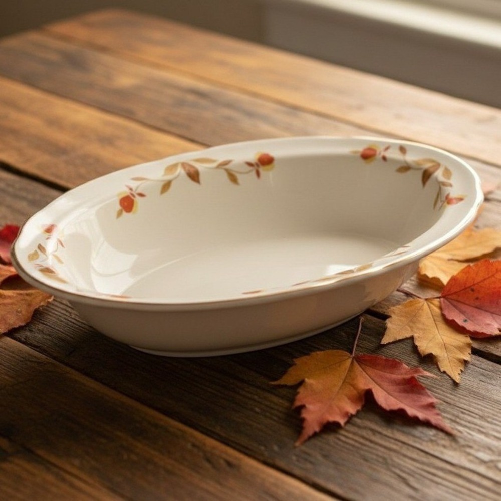 Vintage Hall Dinnerware Jewel Tea Autumn Leaf Oval Serving Vegetable Bowl